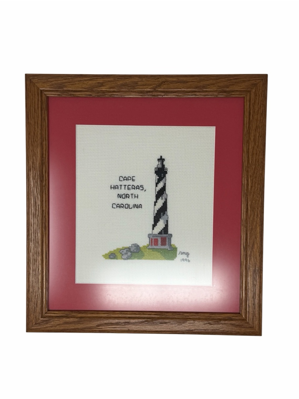 Handmade Cape Hatteras North Carolina Lighthouse Cross-Stitch Wall Art